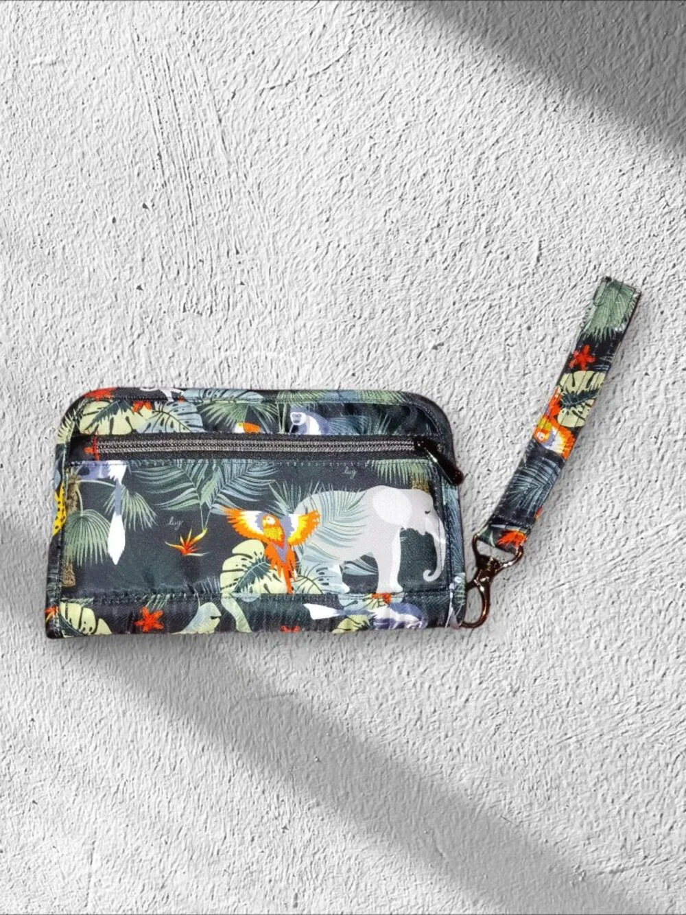 Lug RFID Zip Around Wallet Wristlet Jungle Safari Print Organizer
